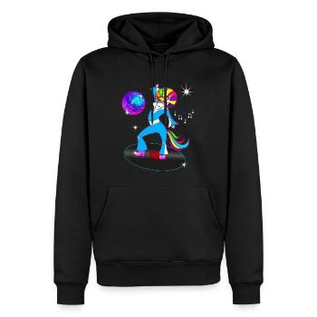 Kostüm Jahrgang 80 Vintage Einhorn Disco - Männer Premium Bio Hoodie - Schwarz - Vorne - Nico (187cm)