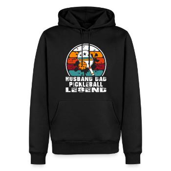 Husband Dad Pickleball legend - Men’s Premium Organic Hoodie - black - Front - Nico (187cm)