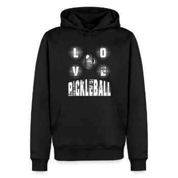 "Love Pickleball" - Men’s Premium Organic Hoodie - black - Front - Nico (187cm)
