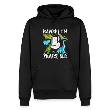 Cinq ans 5e anniversaire 5 ans, dinosaures - Sweat à capuche Premium bio Homme - noir - Devant - Nico (187cm)