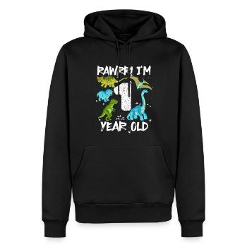 A 1 an 1er anniversaire 1 an, dinosaure - Sweat à capuche Premium bio Homme - noir - Devant - Nico (187cm)