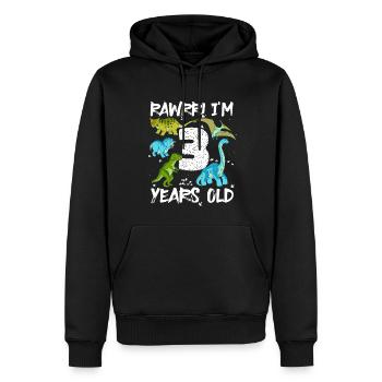 Trois 3 ans 3ème anniversaire 3 ans, dinosaure - Sweat à capuche Premium bio Homme - noir - Devant - Nico (187cm)