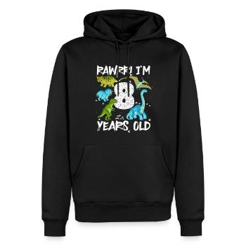Huit, 8 ans, 8e anniversaire, 8 ans, dinosaure - Sweat à capuche Premium bio Homme - noir - Devant - Nico (187cm)