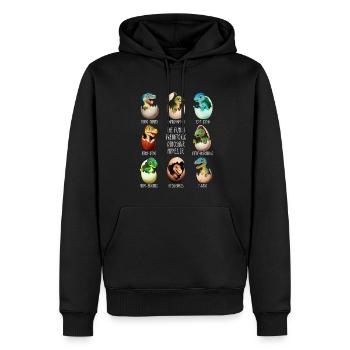 Bébé dinos dans l’œuf - Sweat à capuche Premium bio Homme - noir - Devant - Nico (187cm)