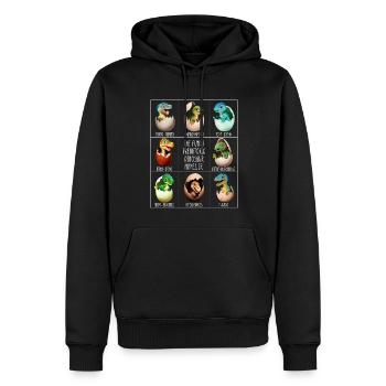 Bébé dinosaure dans l’œuf - Sweat à capuche Premium bio Homme - noir - Devant - Nico (187cm)