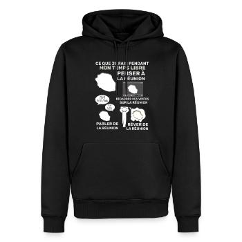 île la Réunion Mon Temps Libre Humour Homme Femme - Sweat à capuche Premium bio Homme - noir - Devant - Nico (187cm)