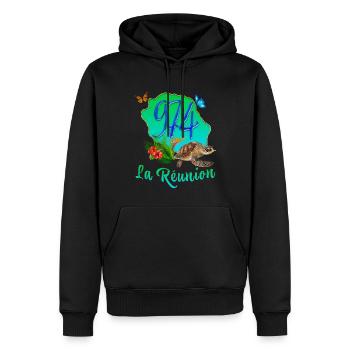 Ile de la Réunion Fleurs Et Plantes Tropicales - Sweat à capuche Premium bio Homme - noir - Devant - Nico (187cm)