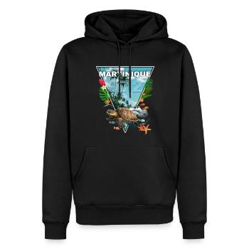 Martinique 972 Fleurs Tropicales Tortue Cadeau - Sweat à capuche Premium bio Homme - noir - Devant - Nico (187cm)