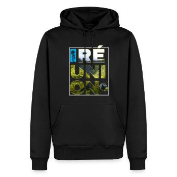île la Réunion Volcan et Nature Cadeau Homme Femme - Sweat à capuche Premium bio Homme - noir - Devant - Nico (187cm)