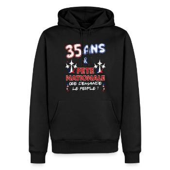 35 Ans Juillet Fête Nationale Homme Ou Femme - Sweat à capuche Premium bio Homme - noir - Devant - Nico (187cm)