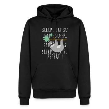 Mouton Paresseux amour fatigue homme femme - Sweat à capuche Premium bio Homme - noir - Devant - Nico (187cm)