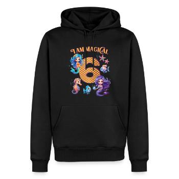Mermaid Anniversaire 6 ans - Sweat à capuche Premium bio Homme - noir - Devant - Nico (187cm)