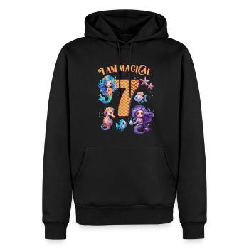 Mermaid Anniversaire 9 ans - Sweat à capuche Premium bio Homme - noir - Devant - Nico (187cm)