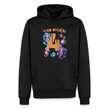 Mermaid Anniversaire 4 ans - Sweat à capuche Premium bio Homme - noir - Devant - Nico (187cm)