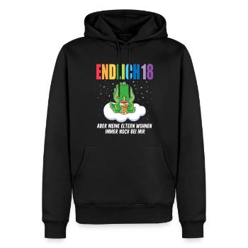 Endlich 18 Dino auf Wolke - Männer Premium Bio Hoodie - Schwarz - Vorne - Nico (187cm)