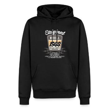 Modell 1988 - Männer Premium Bio Hoodie - Schwarz - Vorne - Nico (187cm)