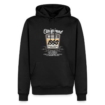 Modell 1993 - Männer Premium Bio Hoodie - Schwarz - Vorne - Nico (187cm)