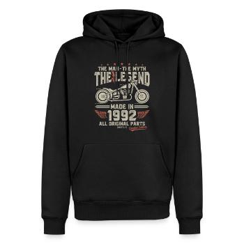 1992 Vintage Man Myth Legend Moto - Sweat à capuche Premium bio Homme - noir - Devant - Nico (187cm)