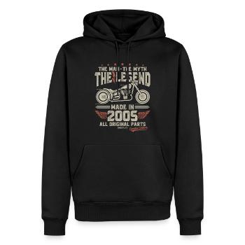 2005 Vintage Man Myth Legend Motorcycle - Men’s Premium Organic Hoodie - black - Front - Nico (187cm)