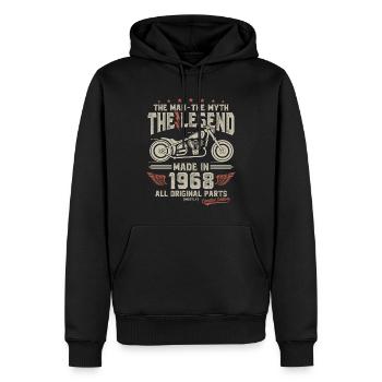 1968 Vintage Man Myth Legend Motorcycle - Men’s Premium Organic Hoodie - black - Front - Nico (187cm)
