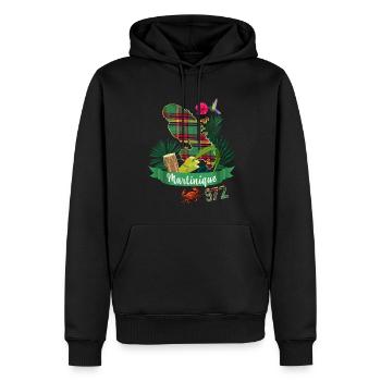 Karte Martinique Madras 972 Colibri Hibiscus - Männer Premium Bio Hoodie - Schwarz - Vorne - Nico (187cm)