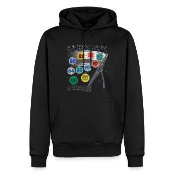 Vignetten Auto 80er Jahre Frankreich Autozeit - Männer Premium Bio Hoodie - Schwarz - Vorne - Nico (187cm)