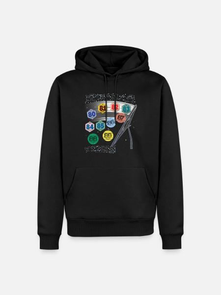 Vignettes Auto Années 80 France Voiture Temps - Sweat à capuche Premium bio Homme - noir