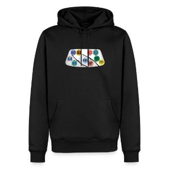 Vignette Auto Vintage Années 80 Voiture - Sweat à capuche Premium bio Homme - noir - Devant - Nico (187cm)