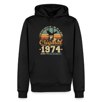 Original depuis 1974 Vintage cadeau d’anniversaire - Sweat à capuche Premium bio Homme - noir - Devant - Nico (187cm)