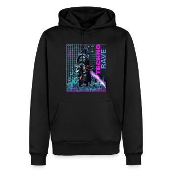 Techno Rave Electro Samurai Tokyo Japan - Männer Premium Bio Hoodie - Schwarz - Vorne - Nico (187cm)