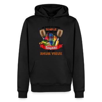 Guyana Man Rum Kolibri Hibiskus - Männer Premium Bio Hoodie - Schwarz - Vorne - Nico (187cm)
