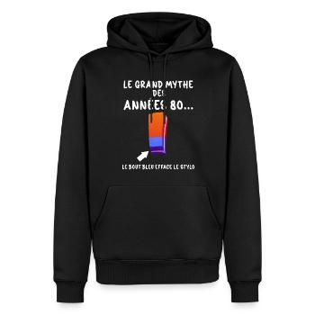 80er Jahre Radiergummi Der große Vintage-Mythos - Männer Premium Bio Hoodie - Schwarz - Vorne - Nico (187cm)