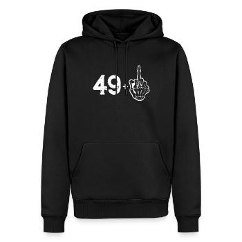 50 Jahre Mittelfinger Rockgitarre - Männer Premium Bio Hoodie - Schwarz - Vorne - Nico (187cm)