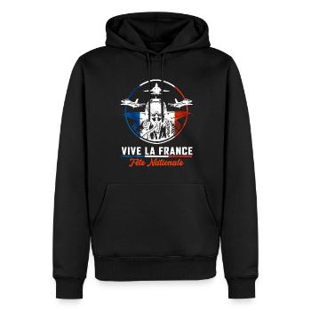 France Fête Nationale Militaire Armée - Sweat à capuche Premium bio Homme - noir - Devant - Nico (187cm)