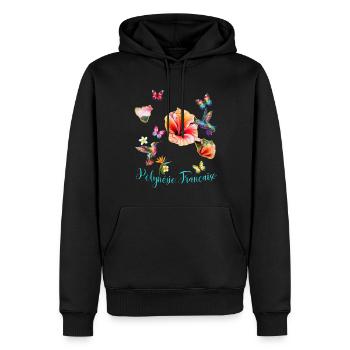 Französisch-Polynesien Kolibri Hibiskus - Männer Premium Bio Hoodie - Schwarz - Vorne - Nico (187cm)
