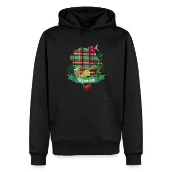La Réunion Colibri Hibiscus Tropicale Femme Homme - Sweat à capuche Premium bio Homme - noir - Devant - Nico (187cm)