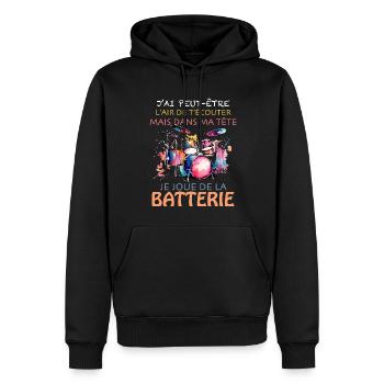 Drums Drummer Man Drum Music - Men’s Premium Organic Hoodie - black - Front - Nico (187cm)