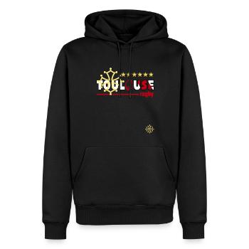 Rugby Toulouse Homme Supporter Stade 6 Etoiles - Sweat à capuche Premium bio Homme - noir - Devant - Nico (187cm)