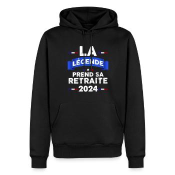 The legend retires 2024 Blue White Red - Men’s Premium Organic Hoodie - black - Front - Nico (187cm)