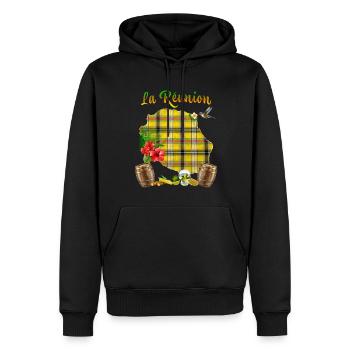 Ile La Réunion Hibiscus Apéro Ti Punch Rhum - Sweat à capuche Premium bio Homme - noir - Devant - Nico (187cm)