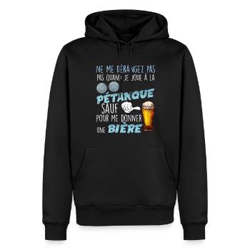 Pétanque und Bier Humor Papa Papy - Männer Premium Bio Hoodie - Schwarz - Vorne - Nico (187cm)
