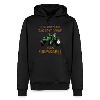 Traktor und die Legende grandioses Zitat Mann - Männer Premium Bio Hoodie - Schwarz - Vorne - Nico (187cm)