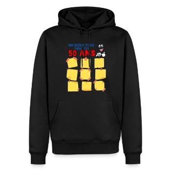 On Signe Anniversaire 50 Ans Homme Femme - Sweat à capuche Premium bio Homme - noir - Devant - Nico (187cm)