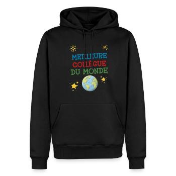 Certifiée Meilleure Collègue Du Monde Amie Travail - Sweat à capuche Premium bio Homme - noir - Devant - Nico (187cm)