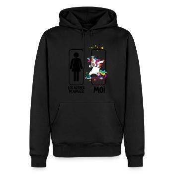 Meine Super Oma Einhorn Sterne Mutter Enkelkind - Männer Premium Bio Hoodie - Schwarz - Vorne - Nico (187cm)