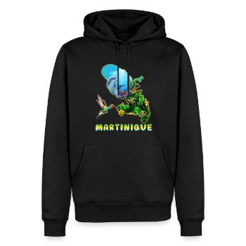 Martinique Delfin Und Kolibri Und Hibiskus - Männer Premium Bio Hoodie - Schwarz - Vorne - Nico (187cm)