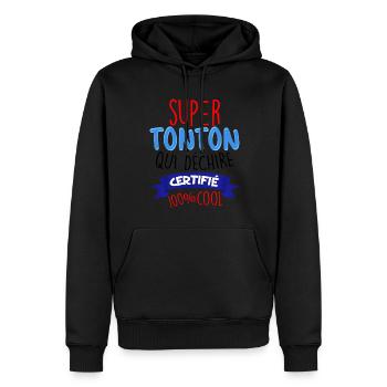 Super Tonton, der Zertifizierte Coolness Rippt - Männer Premium Bio Hoodie - Schwarz - Vorne - Nico (187cm)