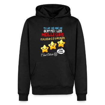 Colleague Man or Woman Departure Stars and Smile - Men’s Premium Organic Hoodie - black - Front - Nico (187cm)
