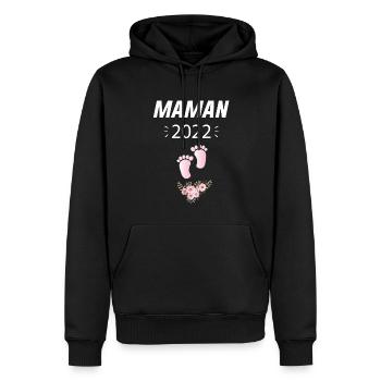 Annonce Grossesse Papa Cadeau Future Maman 2022 - Sweat à capuche Premium bio Homme - noir - Devant - Nico (187cm)