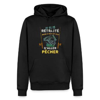 Retraite et pêche le boulot de mon Papy pêcheur - Sweat à capuche Premium bio Homme - noir - Devant - Nico (187cm)